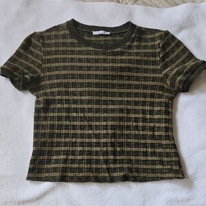 Zara Trafaluc Black and Tan Plaid Knit